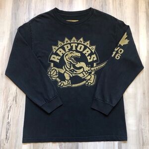 OVO Toronto Raptors 2014 Drake Night Shirt Womens L Black Gold 416 Long Sleeve